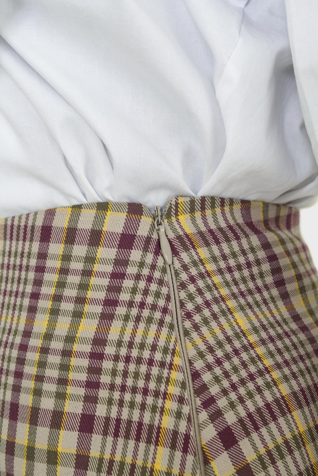Purple and yellow checked mini skirt