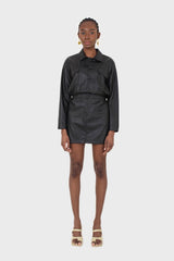 Black vegan leather skirt boiler suit