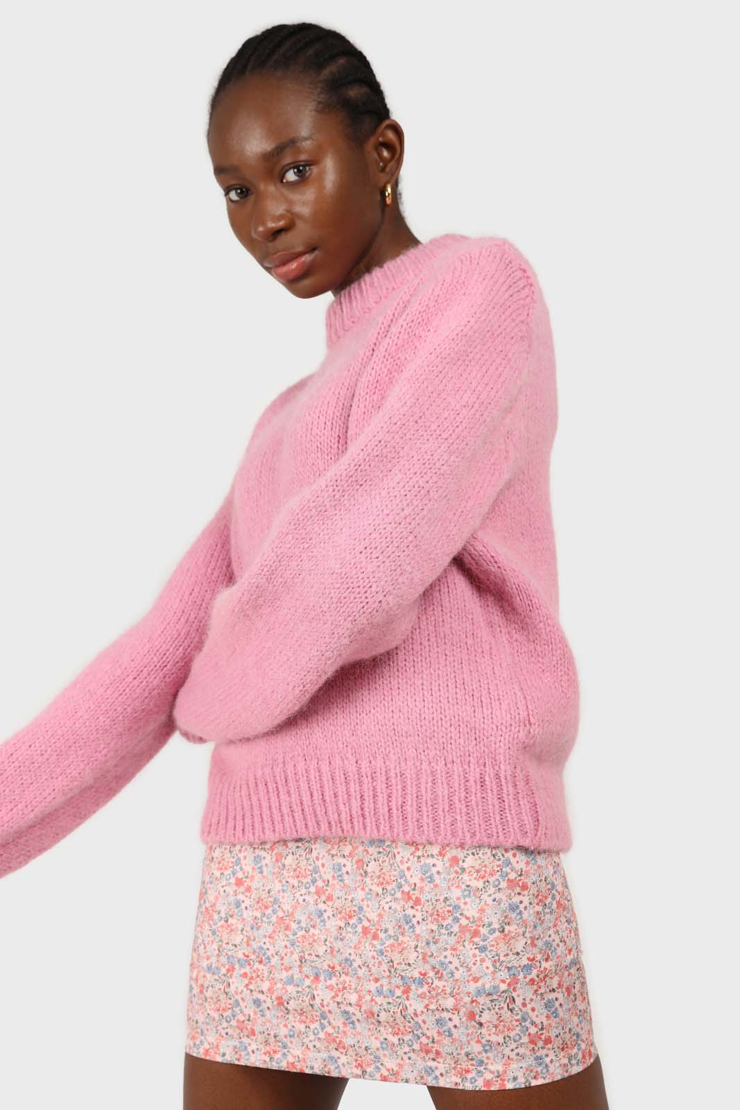 Pink ditsy floral print mini skirt