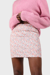 Pink ditsy floral print mini skirt