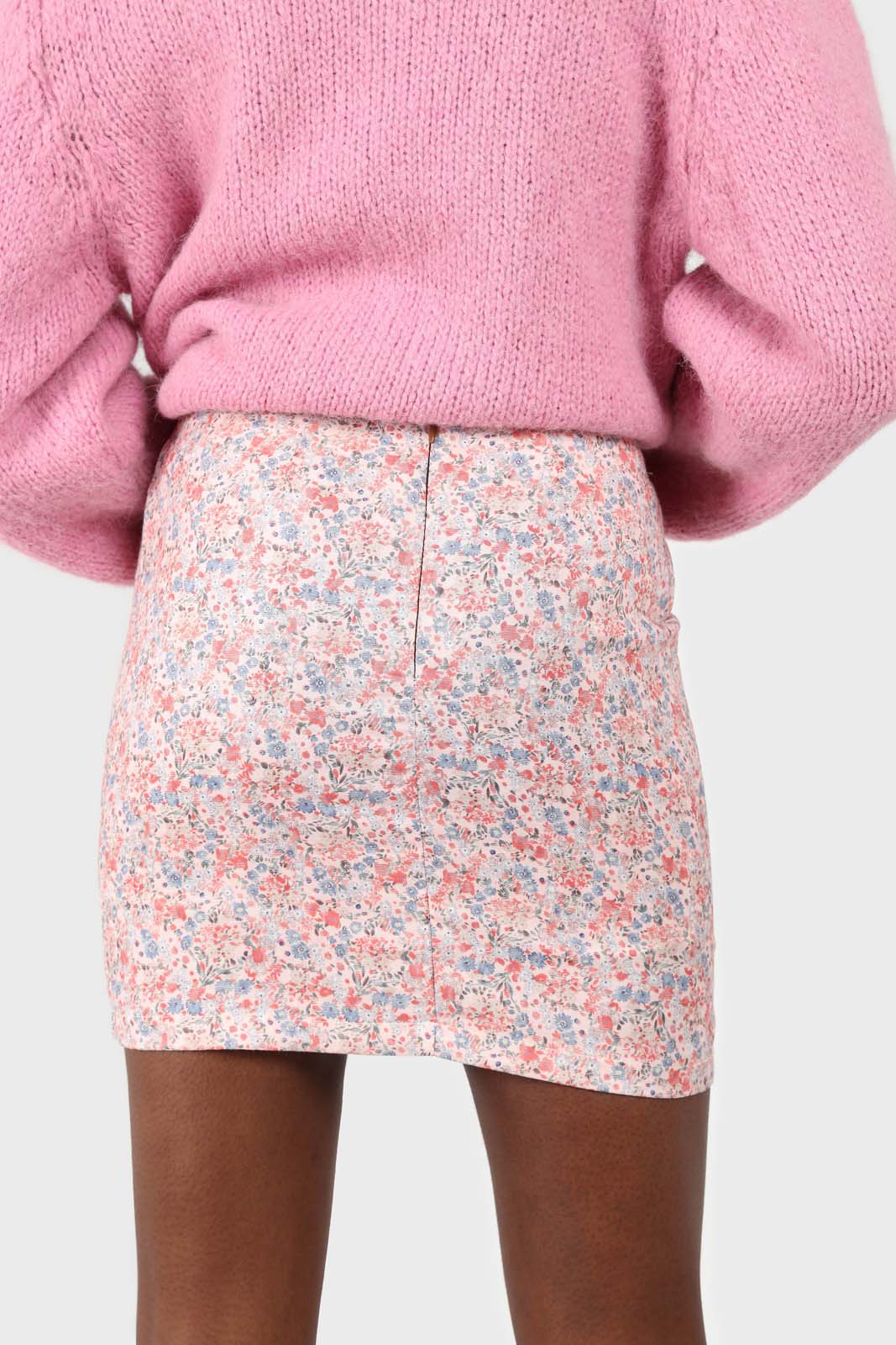 Pink ditsy floral print mini skirt