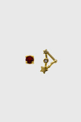 Gold birthstone zodiac earrings / Jan - Garnet wine red