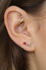 Gold birthstone zodiac earrings / Jan - Garnet wine red