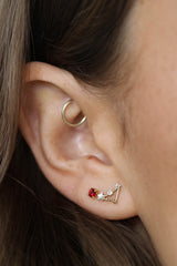 Gold birthstone zodiac earrings / Jan - Garnet wine red