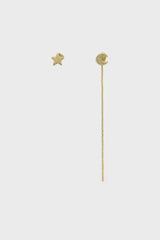 Gold moon and star stud earrings