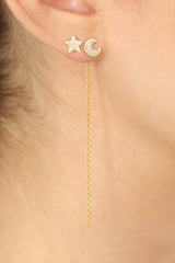 Gold moon and star stud earrings