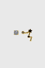 Gold birthstone zodiac earrings / Mar - Aquamarine light blue