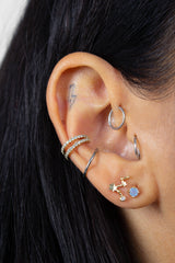 Gold birthstone zodiac earrings / Mar - Aquamarine light blue