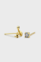 Gold birthstone zodiac earrings / Mar - Aquamarine light blue