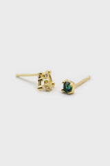 Gold birthstone zodiac earrings / May - Emerald green