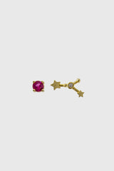 Gold birthstone zodiac earrings / Jul - Ruby red