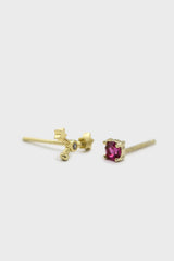 Gold birthstone zodiac earrings / Jul - Ruby red
