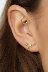 Gold birthstone zodiac earrings / Aug - Peridot light green
