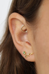 Gold birthstone zodiac earrings / Aug - Peridot light green