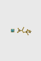 Gold birthstone zodiac earrings / Dec - Turquoise