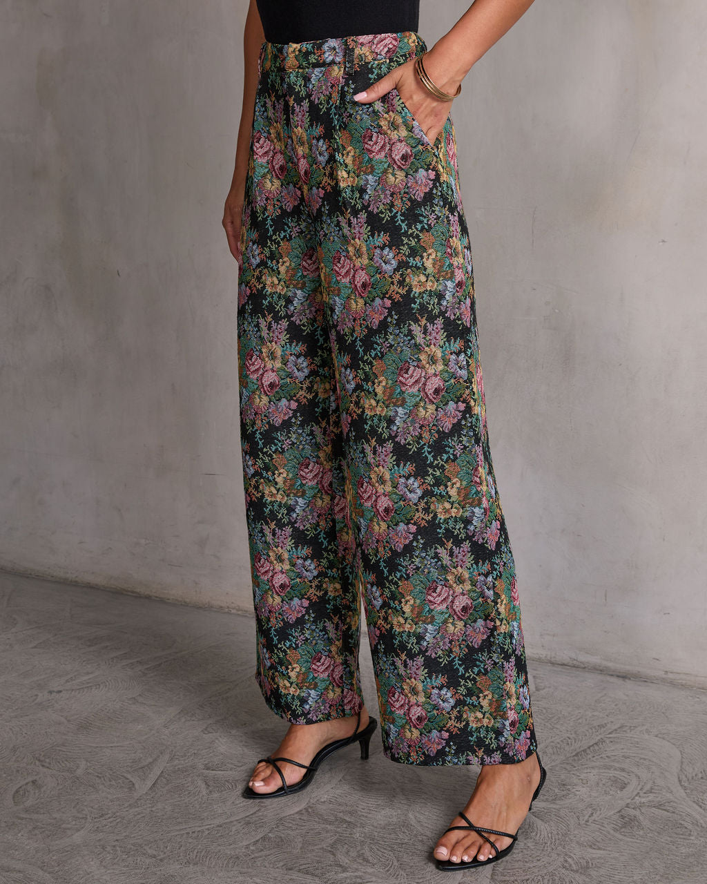 Moment In Time Floral Tapestry High Rise Pants
