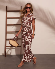 Endless Coast Geometric Waist Tie Jumpsuit