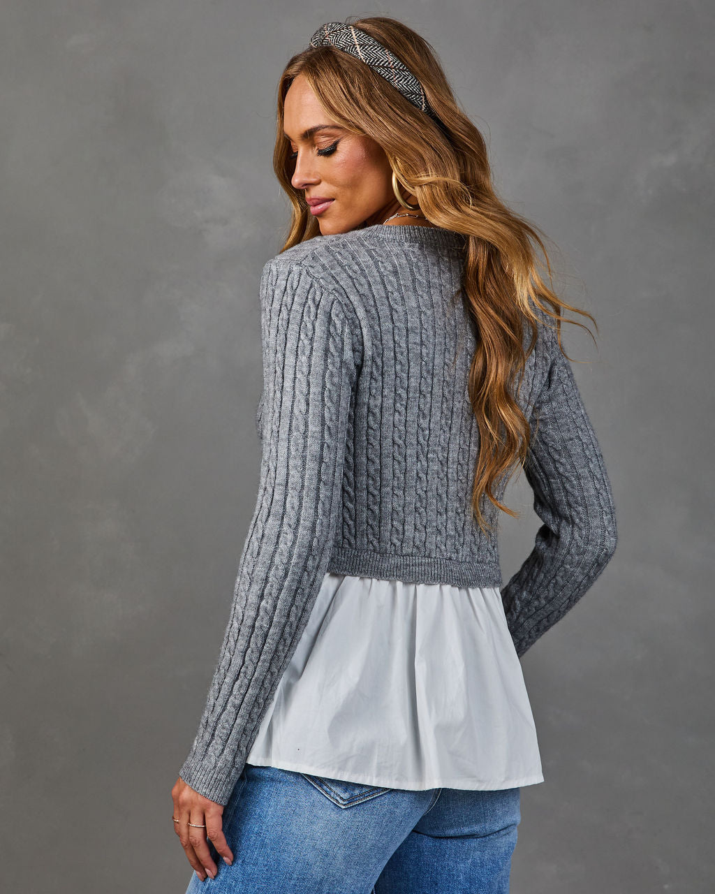 Sunday Nights Twofer Cable Knit Peplum Sweater