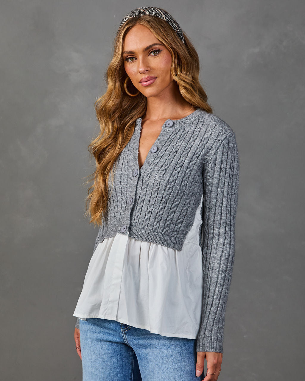 Sunday Nights Twofer Cable Knit Peplum Sweater