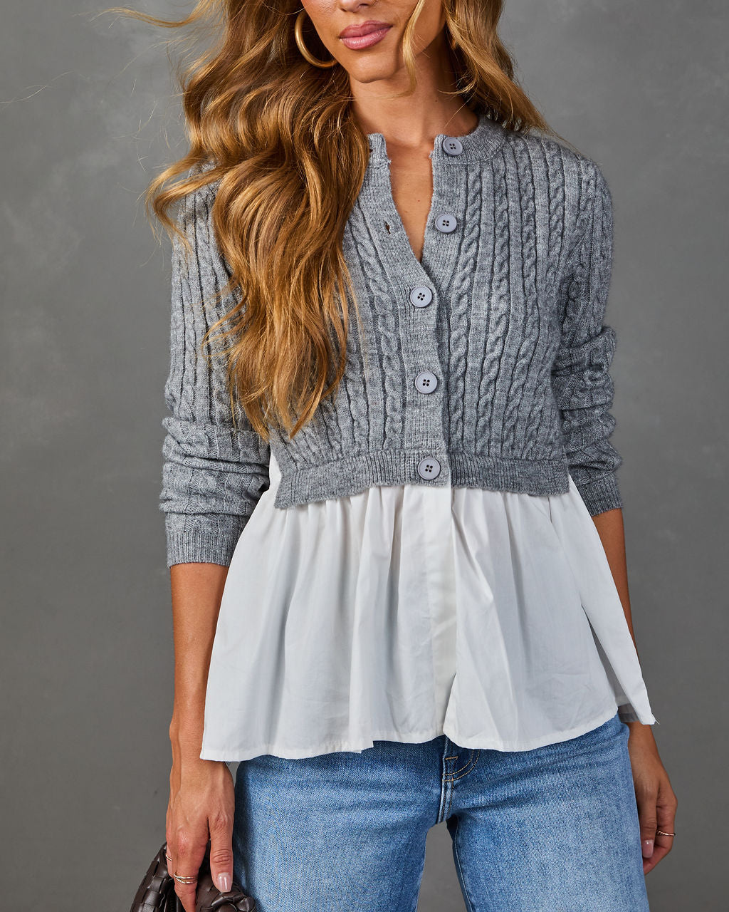 Sunday Nights Twofer Cable Knit Peplum Sweater