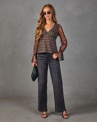 Honeyed Moments Lace Plaid Top