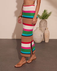 Yessenia Striped Crochet Midi Skirt