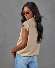 Calloway Striped Button Down Sleeveless Top