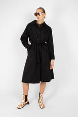 Black single breasted back detail trench coat