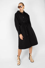 Black single breasted back detail trench coat