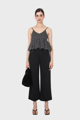 Black flap pocket wide leg smart trousers