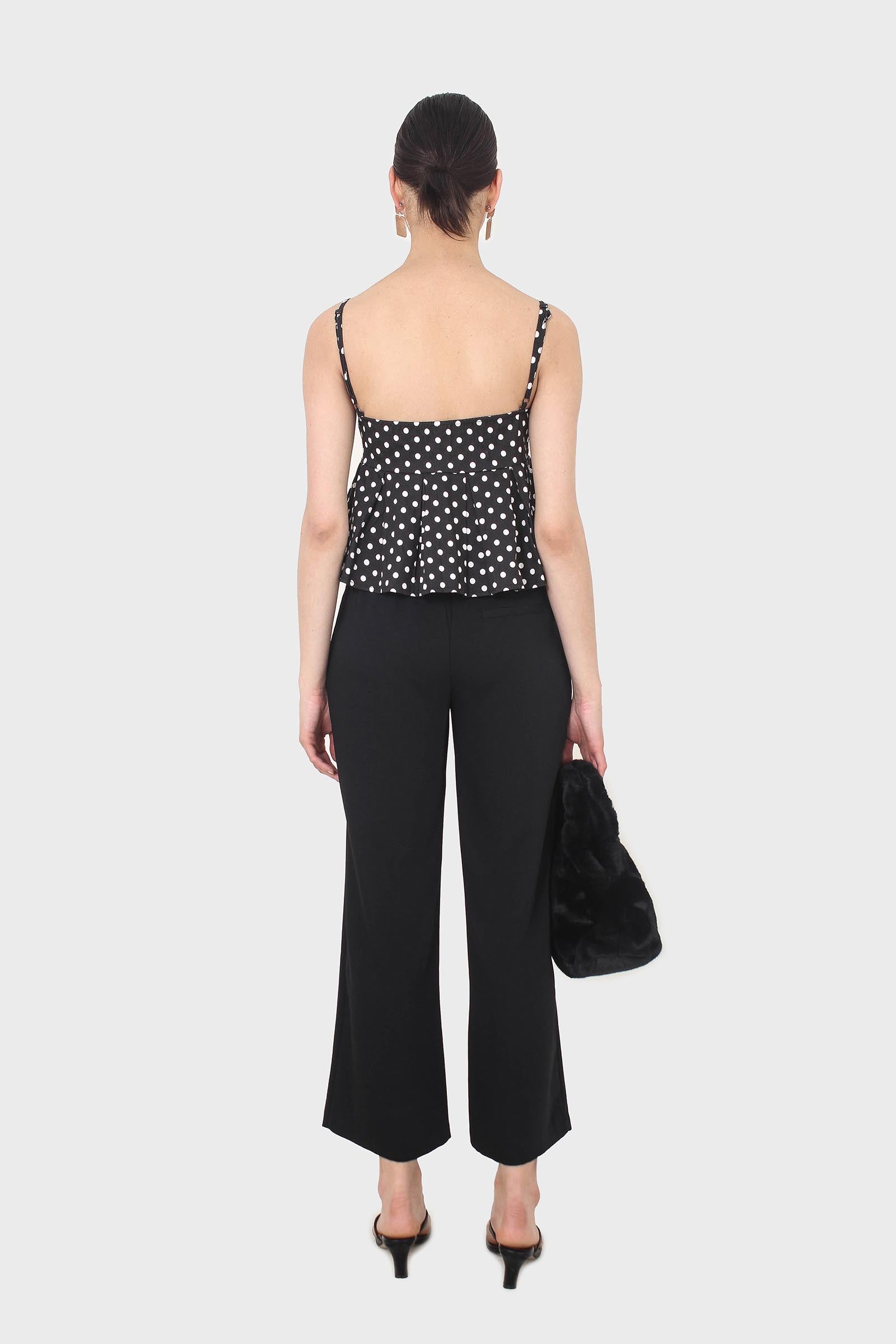 Black flap pocket wide leg smart trousers