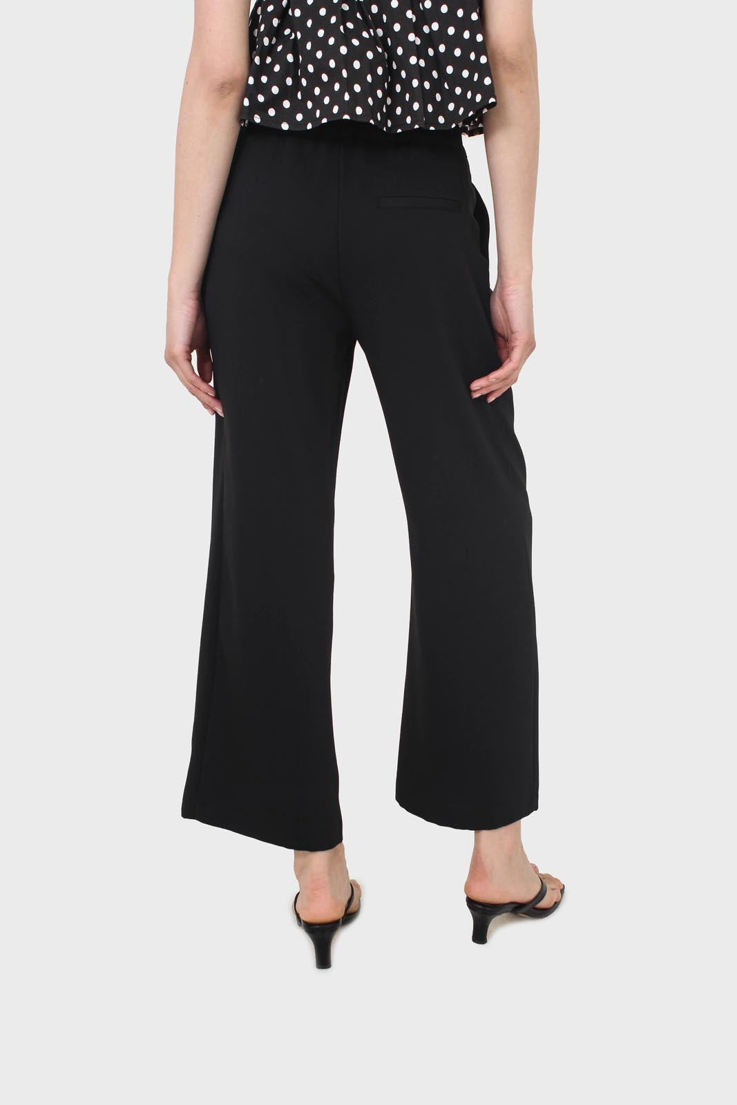 Black flap pocket wide leg smart trousers