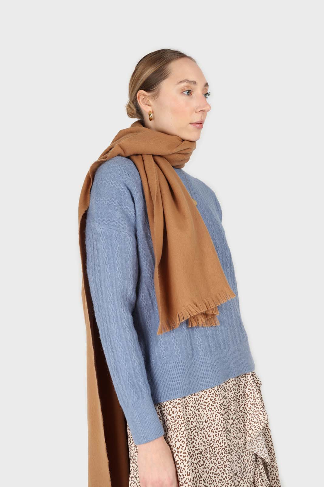 Blue patterned brush crew neck jumper
