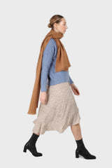 Blue patterned brush crew neck jumper