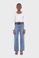 White corset long sleeved cropped top