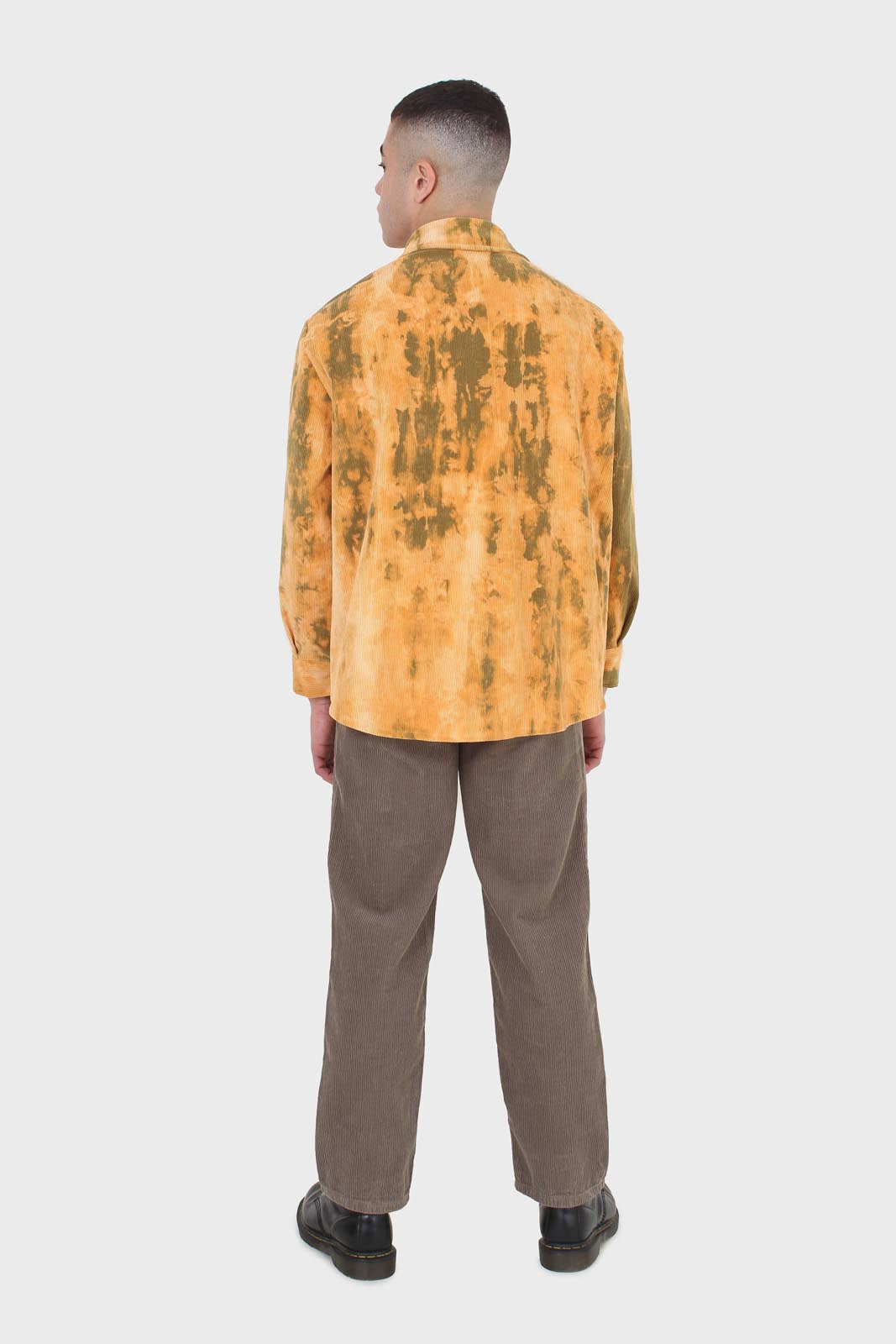 Orange and khaki tie dye tie waist shirt jacket