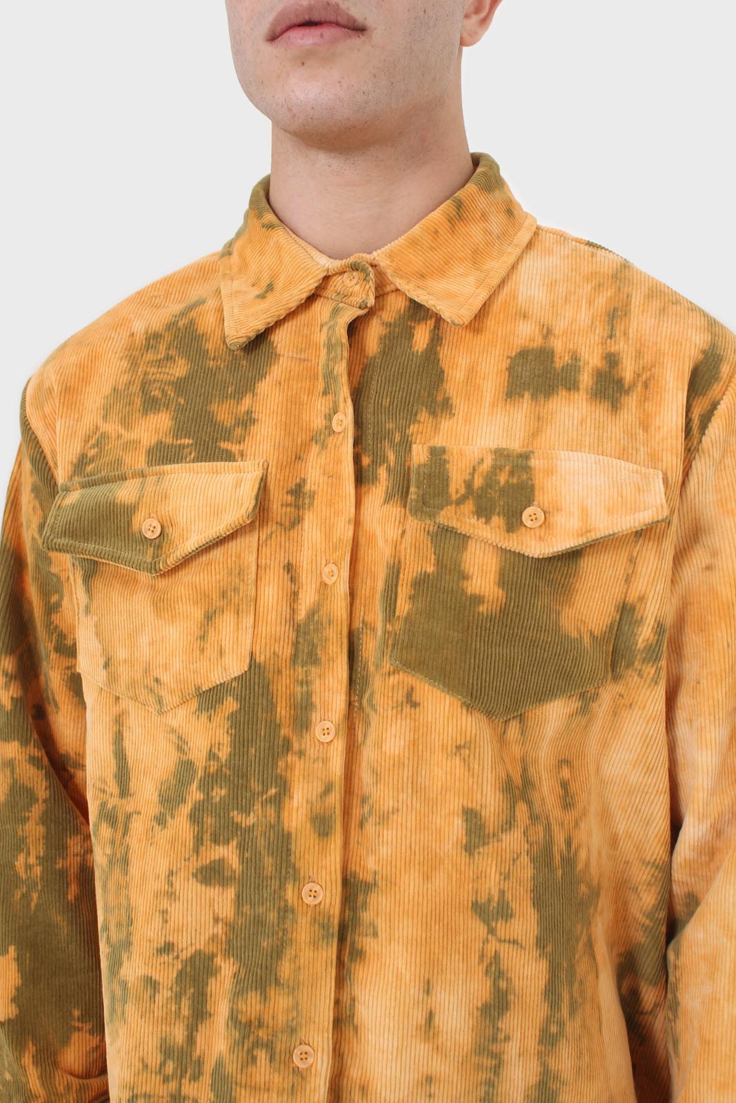 Orange and khaki tie dye tie waist shirt jacket