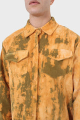 Orange and khaki tie dye tie waist shirt jacket