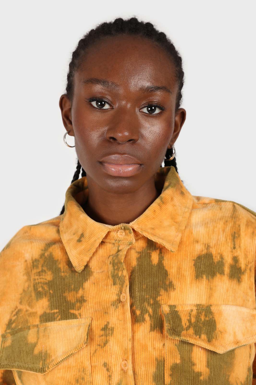 Orange and khaki tie dye tie waist shirt jacket