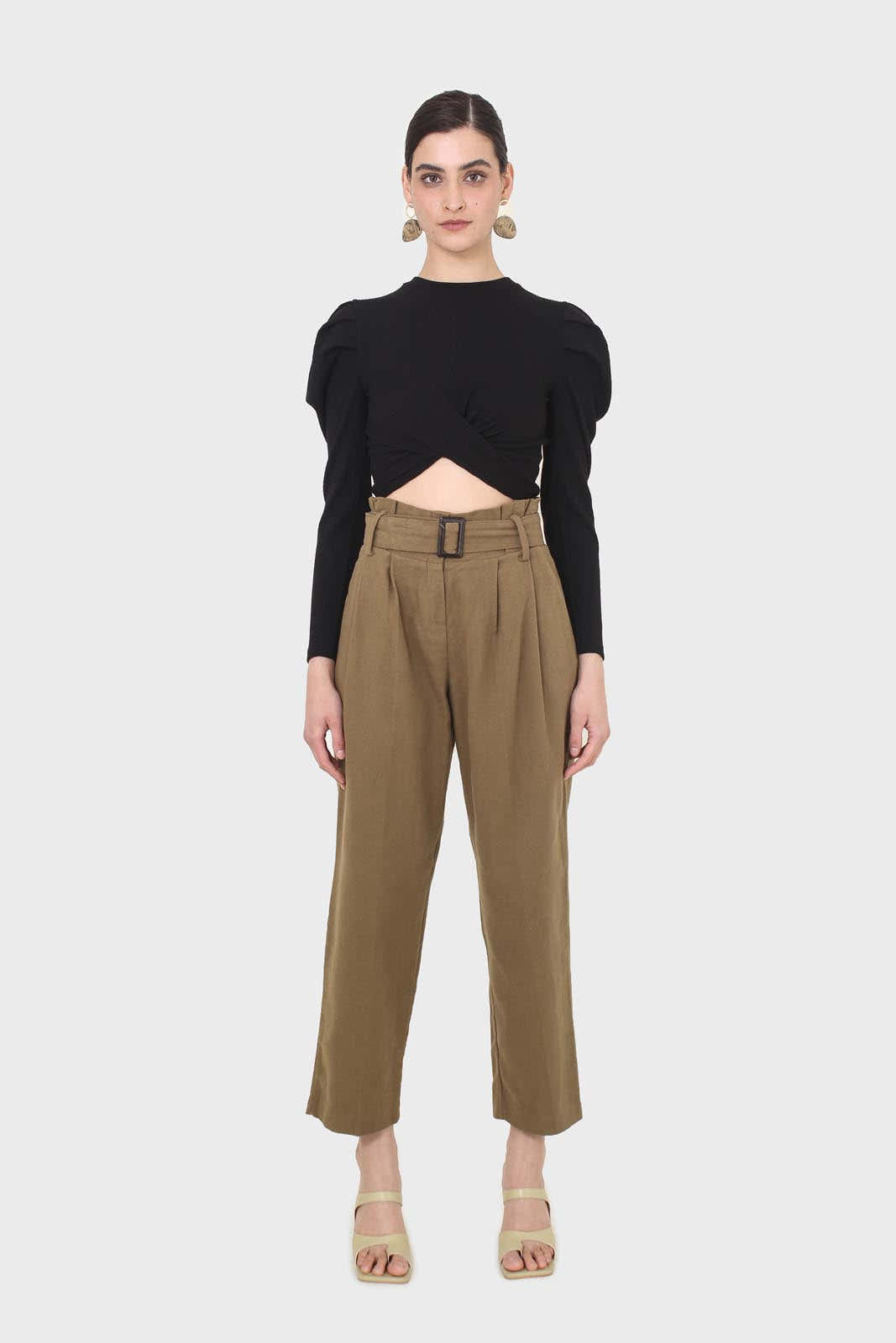 Black twist front long sleeved top