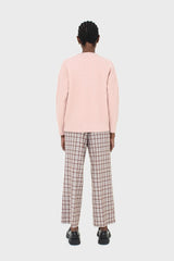 Pink patterned brush crew neck jumper