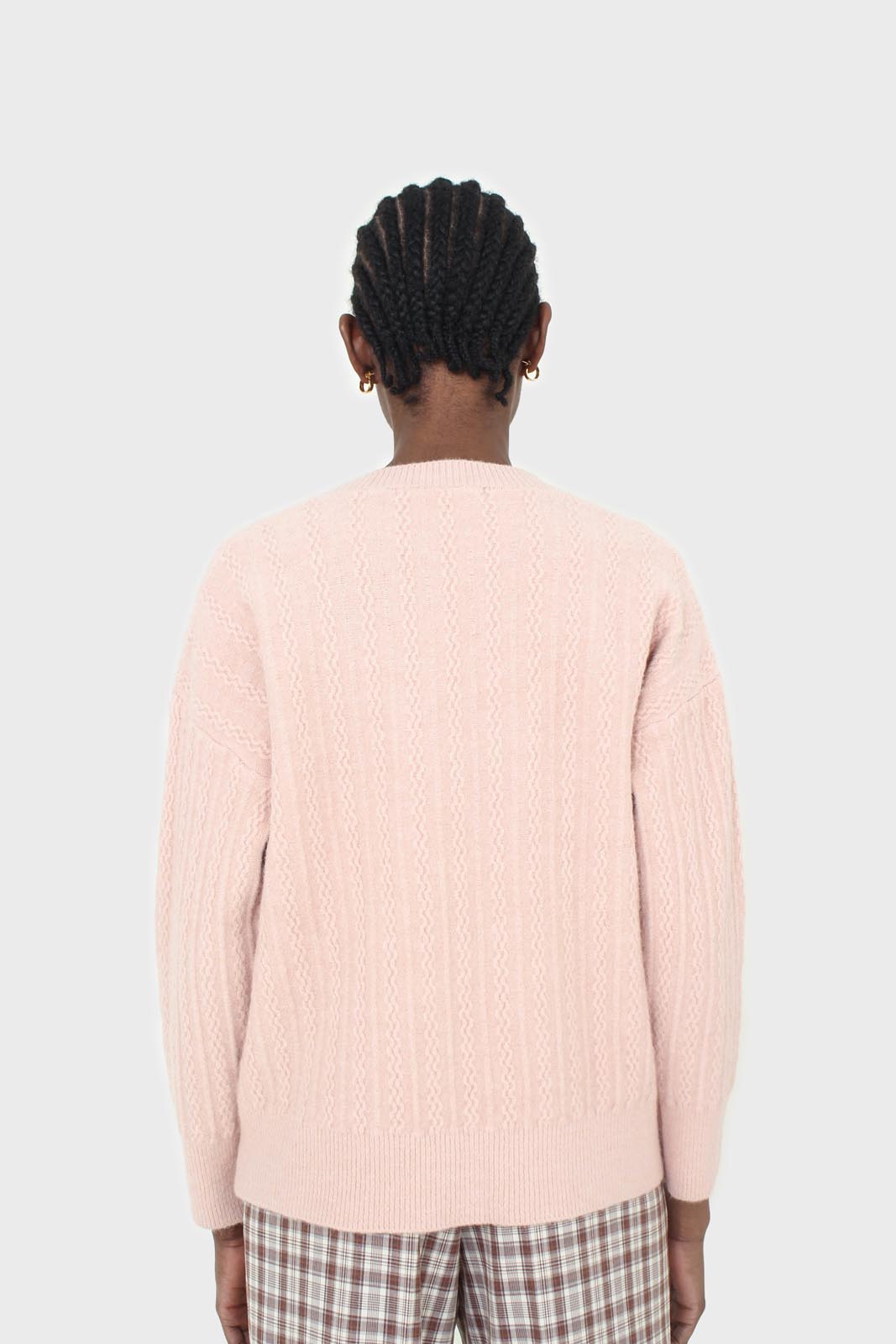 Pink patterned brush crew neck jumper