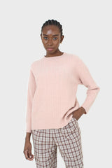 Pink patterned brush crew neck jumper