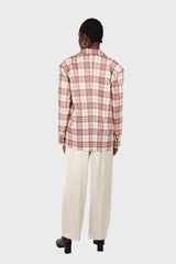 Bright pink grey and white checked blazer