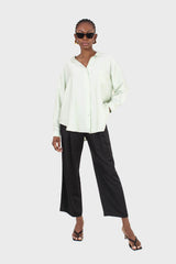 Mint green semi sheer pocket shirt