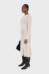 Ivory and black polka dot ribbed maxi dress
