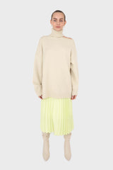 Lemon yellow silky pleated maxi skirt