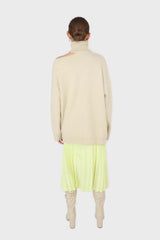 Lemon yellow silky pleated maxi skirt