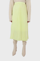 Lemon yellow silky pleated maxi skirt