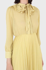 Yellow ruffle tie dress